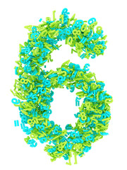 Ziffer 6 sechs aus 3D Zahlen