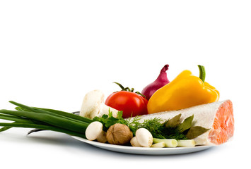Piece of a salmon with vegetable
