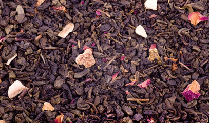 Flower and fruit tea on white background