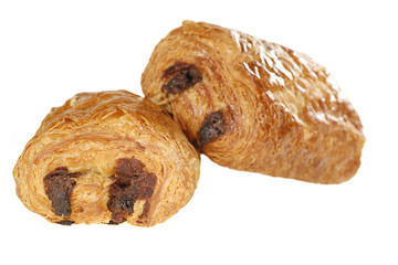 chocolate croissant on white