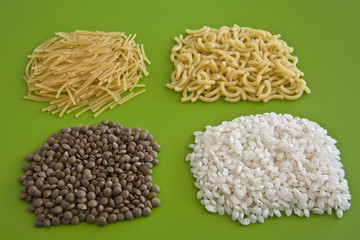 Arroz,lentejas y pasta