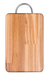 Cutting  wooden board with handle on white background