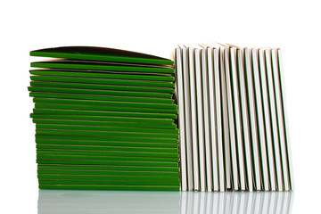 Many green folders isolated on white