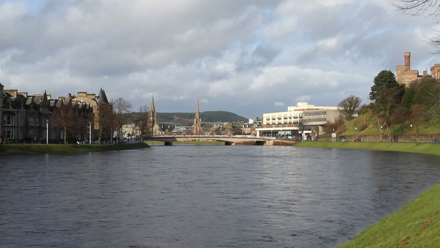 Inverness waterfront with castle Scotland