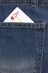 Poker, bolsillo, carta, as, juego