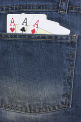 Cartas, naipes, ases, poker, ases, bolsillo