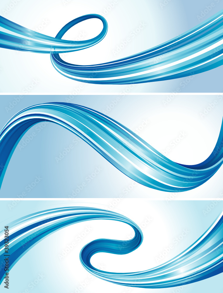 Aufkleber set of abstract flowing curve.