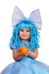 little girl in  fancy dress.