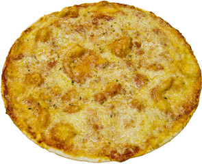 Double cheese pizza isolated on white background