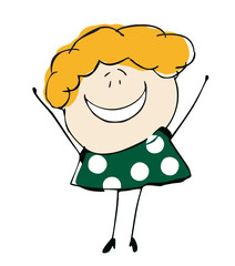 girl child happy smiling - cartoon people set