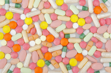 Pills and capsules background