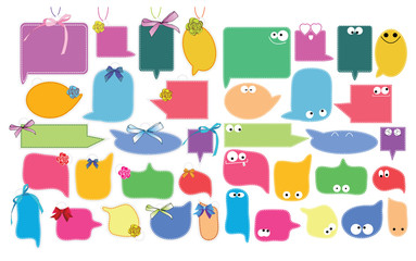 Set of color funny labels over white