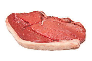 Large Rump steak on a white studio background.