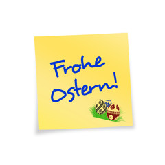 Notitzzettel gelb Frohe Ostern!