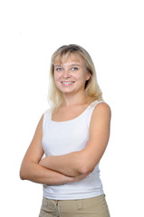 Fototapeta premium young woman on white background