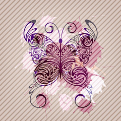 vector background with butterfly, splashes  and stripes