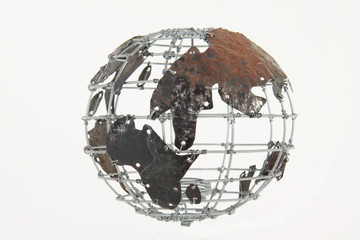 Steel cage world globe on an isolated background