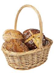 healthy bread in basket isolated