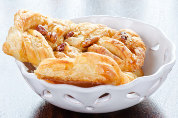 Fresh buns in white bowl