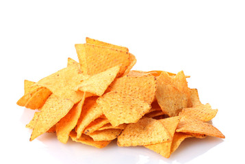 tasty potato chips isolated on white