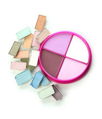 eyes shadow in pink box isolated on white