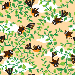 seamless pattern with cute birds