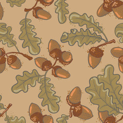 Seamless pattern set with acorns