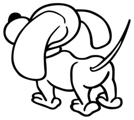 Puppy Dog - Black and White Cartoon Illustration