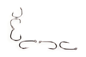 Fish hooks isolated on white