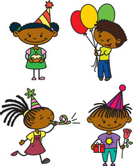 Birthday afroamerican children set (color version)
