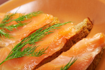 Sandwich with smoked salmon