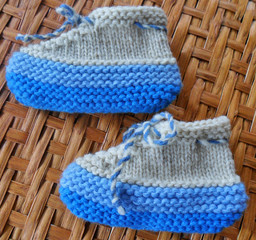 Hand knitted baby booties