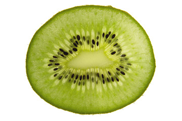 Fototapeta na wymiar A sliced kiwi fruit, isolated on white
