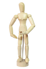 Wooden model isolated on white background.