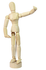 Wooden model isolated on white background.