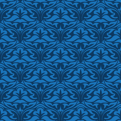 Fototapeta na wymiar Blue seamless wallpaper pattern