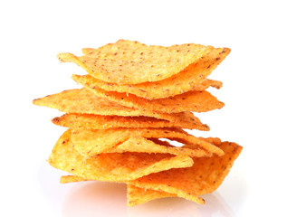 tasty potato chips isolated on white
