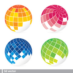 set of abstract mosaic 3d vector