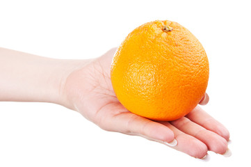 woman holding a orange