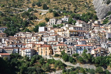 Panoramic view of Castelmezzano. Basilicata. Italy.
