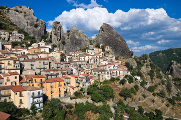 Panoramic view of Castelmezzano. Basilicata. Italy.