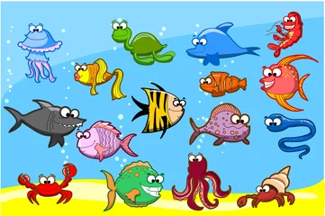  Cartoon vis in de zee, vectorillustratie © virinaflora