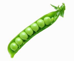 Fresh pea pod isolated on white background