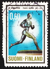 Postage stamp Finland 1973 Statue of Paavo Nurmi, Runner