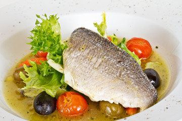 Fish soup with dorado and vegetables