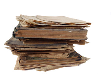 stack of old book isolated