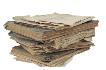 stack of old book isolated