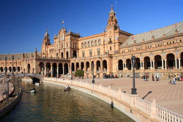 water canal with boats at Plaza de Espana