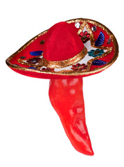 Red pepper wearing colorful sombrero
