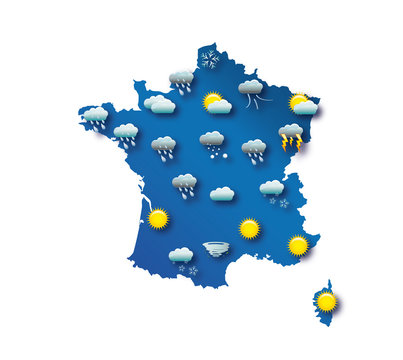 Carte de pr&eacute;vision m&eacute;t&eacute;o - France